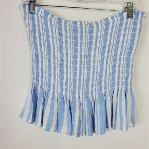 American Eagle Smocked Tube Top Womens Size L Ruffle Hem Festival Y2K Tube Top